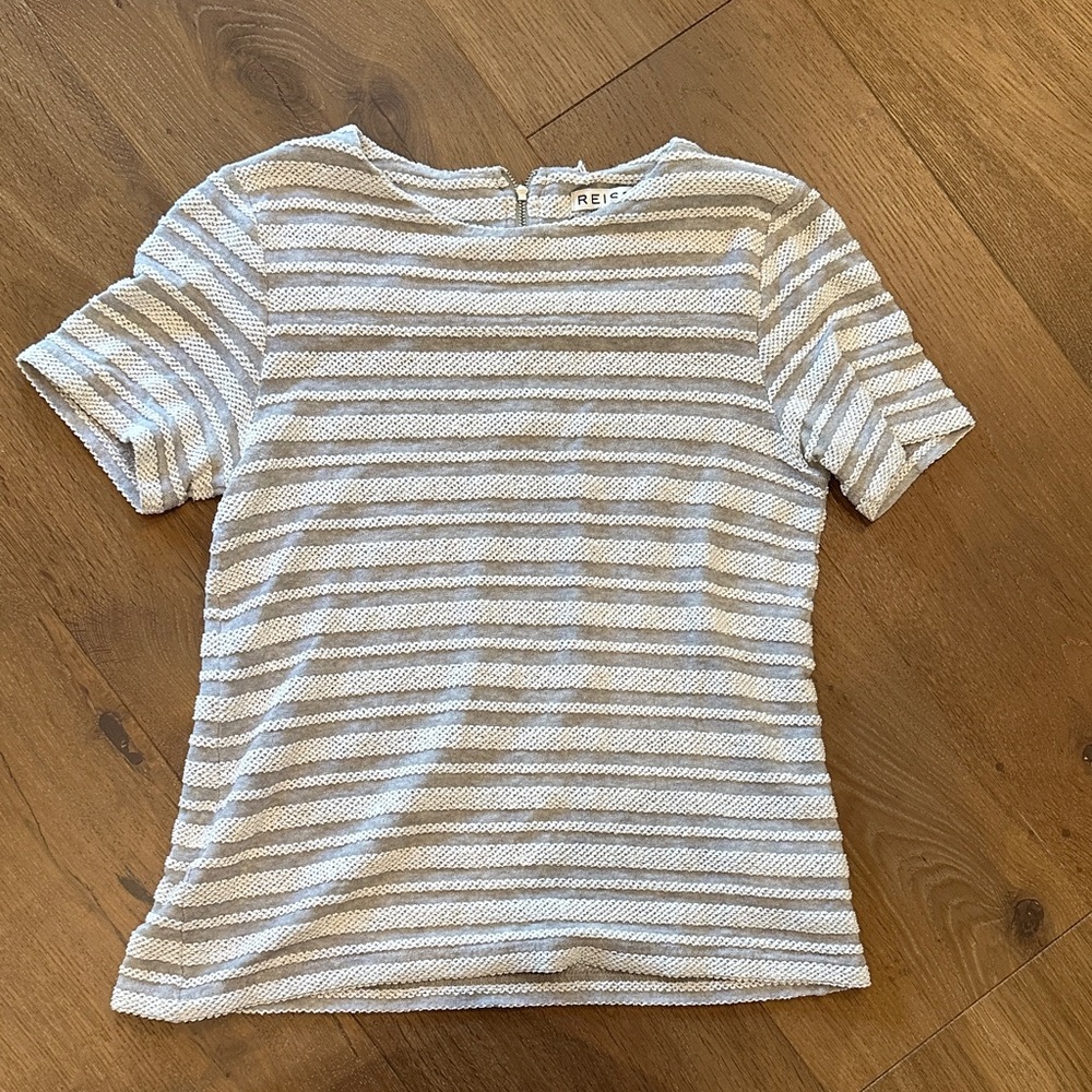 Reiss Short Sleeve Tee - Gray and White Stripes